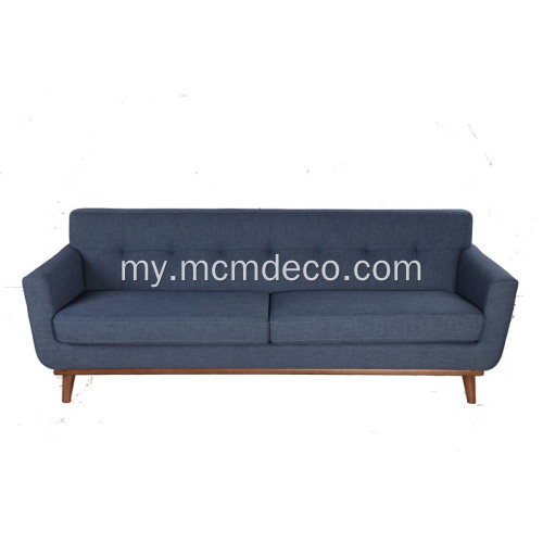 Wood Frame နှင့်အတူ Midcentury 3 Seater အထည်အလိပ်ဆိုဖာ